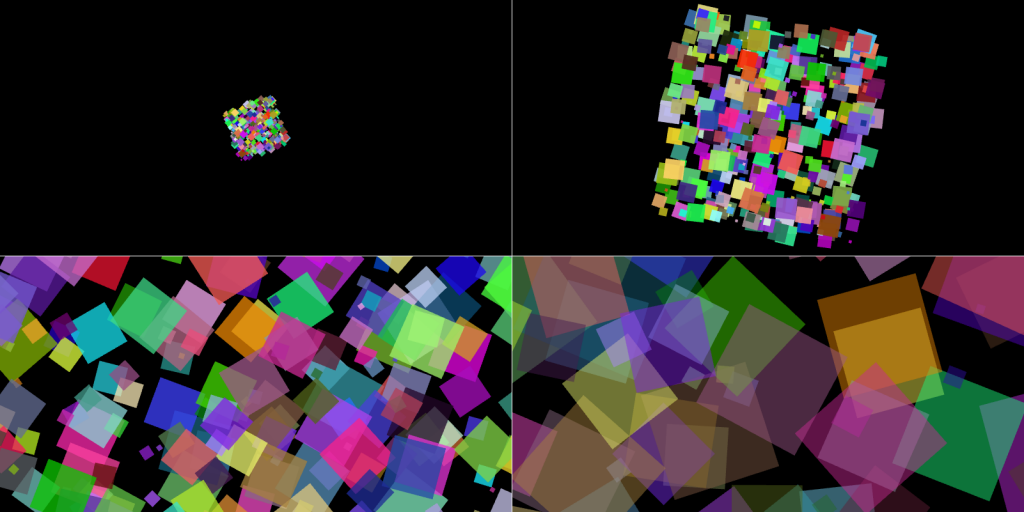 Quatre étapes de l'explosion de "pixels"