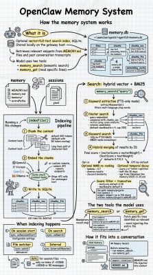 Une première infographie du système de gestion de la mémoire d'OpenClaw