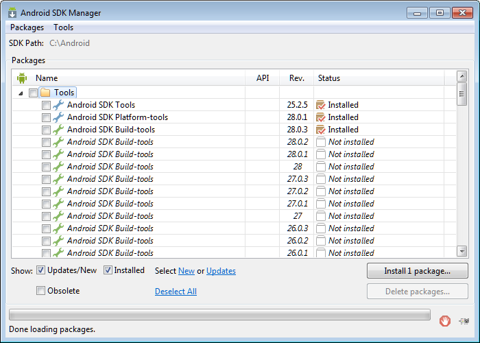 Le SDK Manager d'Android