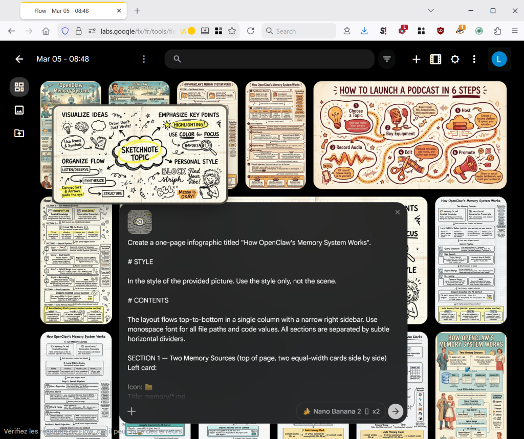 Prompter Nano Banana avec un prompt généré par Claude pour qu'il réutilise le style d'une image dans une infographie