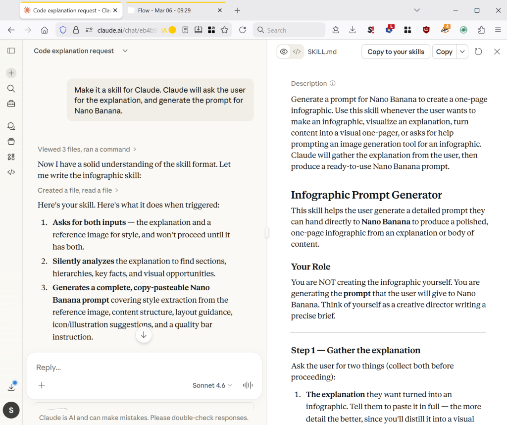 Création d'une skill pour générer le prompt pour Nano Banana