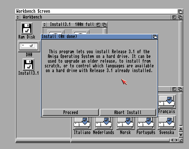 Installation du Workbench 3.1 sur le disque dur DH0: