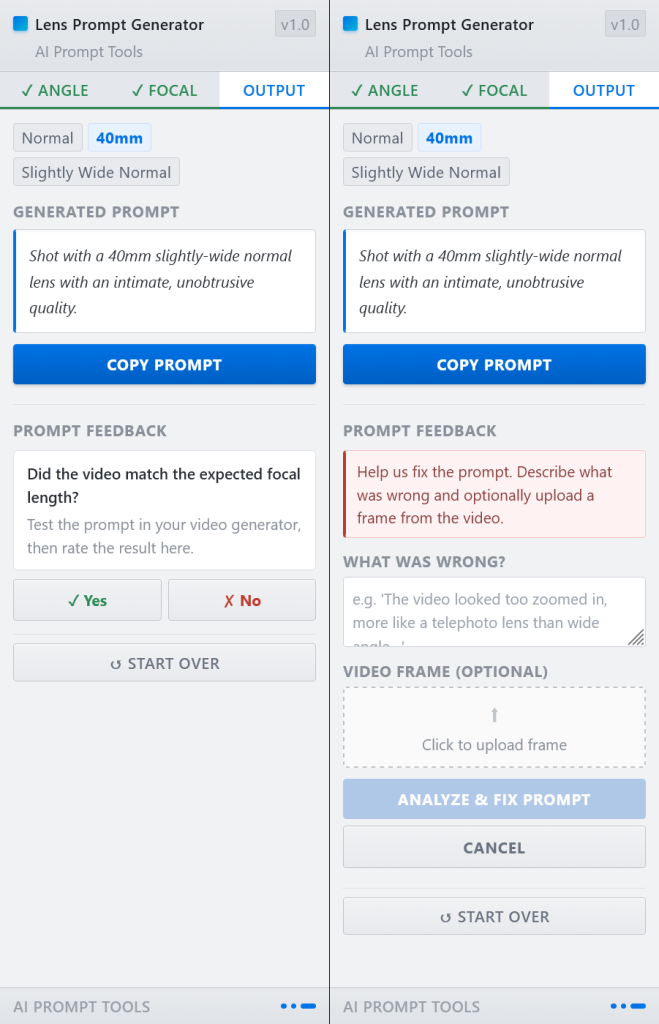 L'artifact corrige désormais le prompt qu'il a généré.