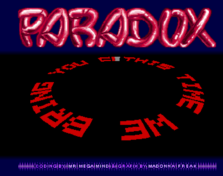 Cracktro pour le crack de Celica GT Rally par Paradox (Amiga 500)